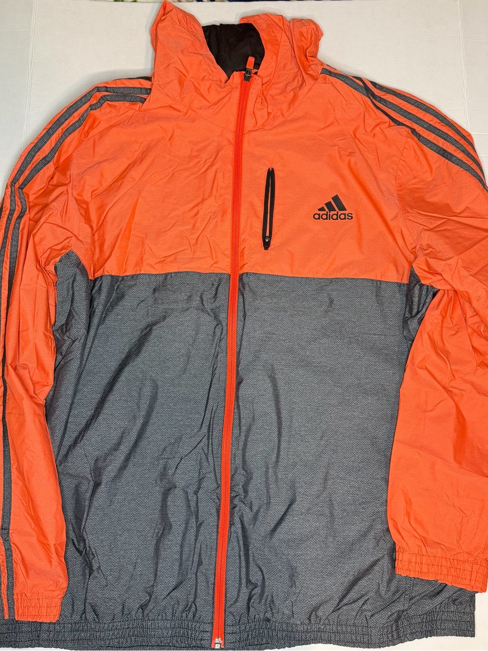 adidas Orange and Gray Lightweight Hooded Jacket